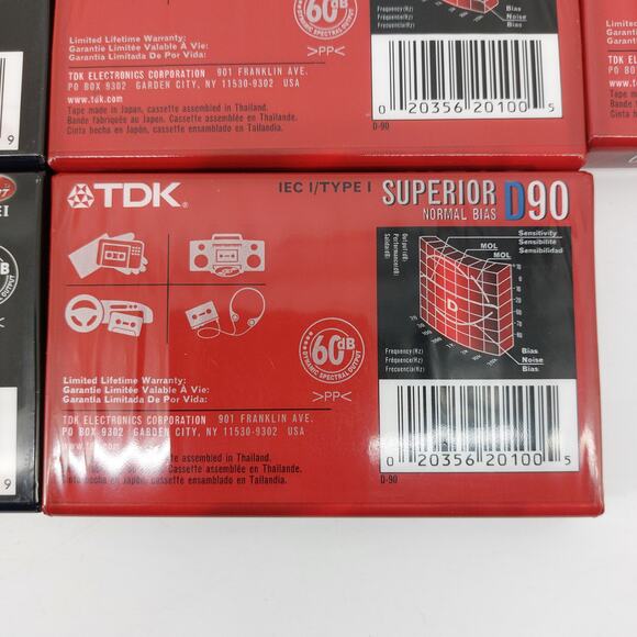 TDK Blank Cassettes D60 D90 Sealed Music Recording Lot of 10 - Picture 7 of 7